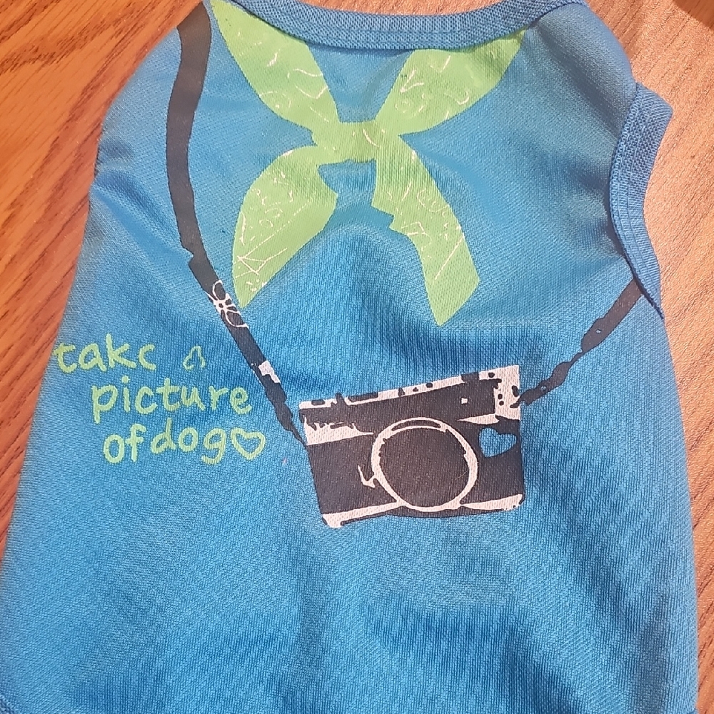 Born To Be Loved Blue Graphic Dog Shirt With Camera Print Size Small